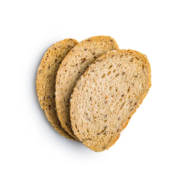 切碎的全麦面包 带有白色背景的种子的味道鲜美的全麦糕点 — 图库照片