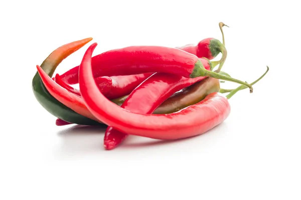 Czerwona Papryka Chili Hot Papryki Przyprawy Izolowane Białym Tle — Zdjęcie stockowe
