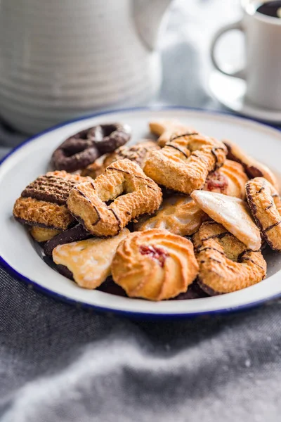 Assorted Various Cookies Sweet Biscuits Plate — Stock Photo, Image