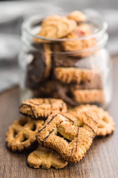 Verschiedene Kekse Süße Kekse Auf Dem Holztisch — Stockfoto