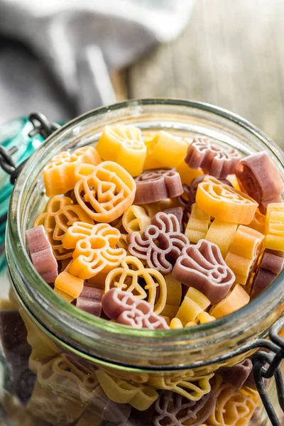 Pasta Various Scary Shapes Uncooked Halloween Pasta Jar — Stock Photo, Image