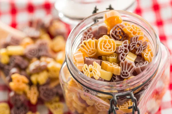 Pasta Various Scary Shapes Uncooked Halloween Pasta Jar — Stock Photo, Image