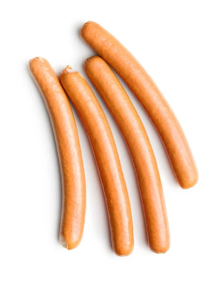 Tasty Sausages Frankfurters Isolated White Background — Stock Photo, Image