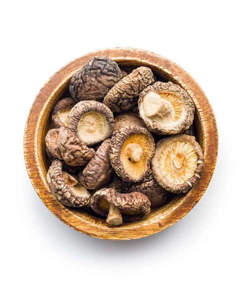 Dried Shiitake Mushrooms Bowl Isolated White Background — Stock Photo, Image