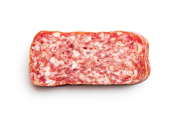 Smoked Sausage Sliced Salami Isolatd White Background — Stock Photo, Image