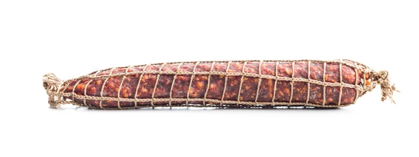 Smoked Sausage Salami Isolated White Background — Stock Photo, Image