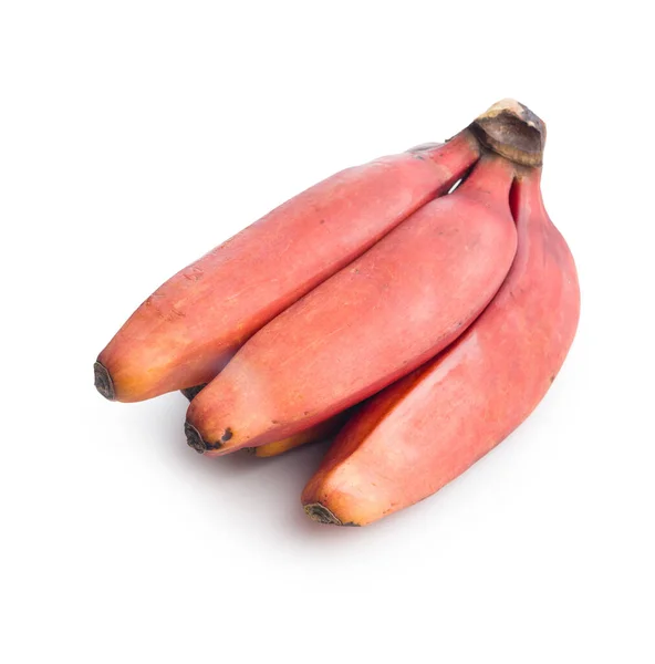 Ízletes Piros Banán Elszigetelt Fehér Háttér — Stock Fotó