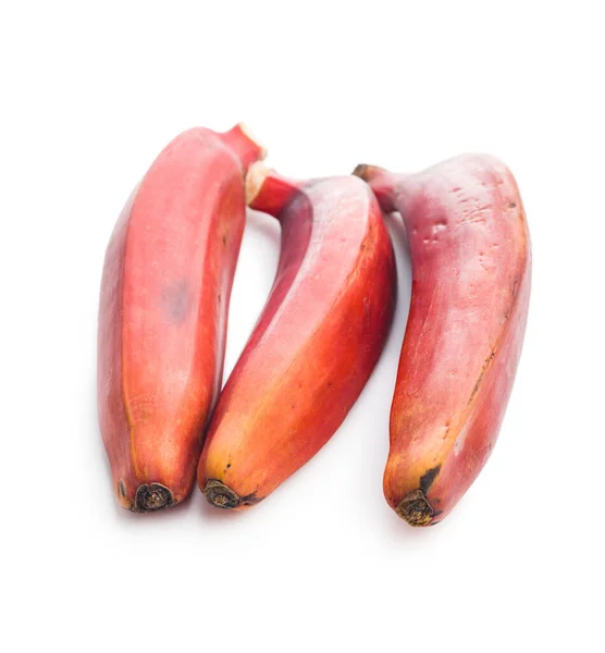 Plátanos Rojos Sabrosos Aislados Sobre Fondo Blanco — Foto de Stock