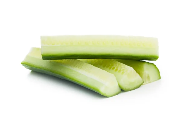 Sliced Fresh Green Cucumber Isolated White Background — Stock Photo, Image