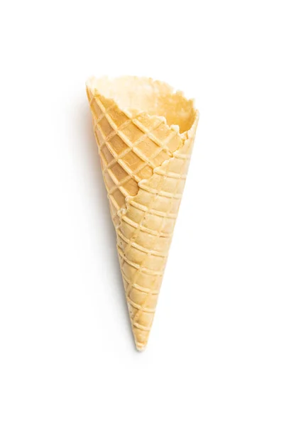 Пустой Вафельный Конус Сладкое Мороженое Корнет Изолирован Белом Фоне — стоковое фото