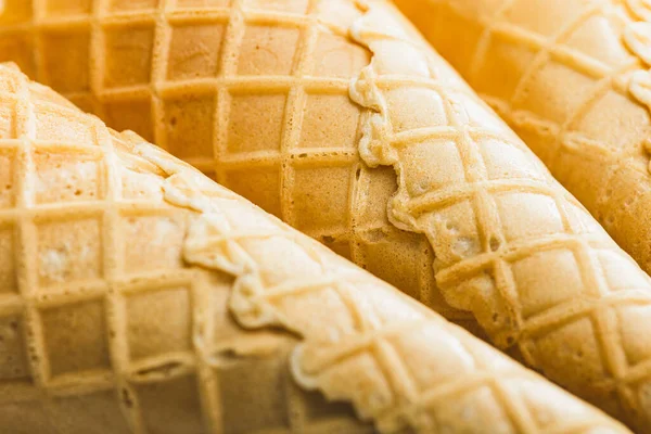 Empty Wafer Cone Sweet Ice Cream Cornet Closeup — Stock Photo, Image