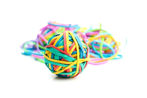 Красочные Резиновые Ленты Мяч Изолирован Белом Фоне — стоковое фото