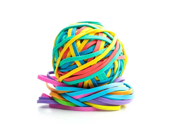 Colorful Rubber Bands Ball Isolated White Background — Stock Photo, Image
