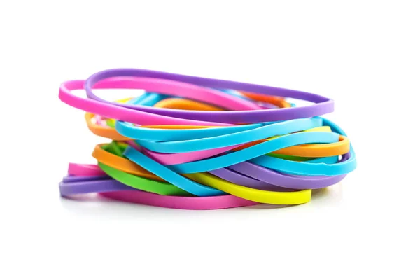 Colorful Rubber Bands Isolated White Background — Stock Photo, Image