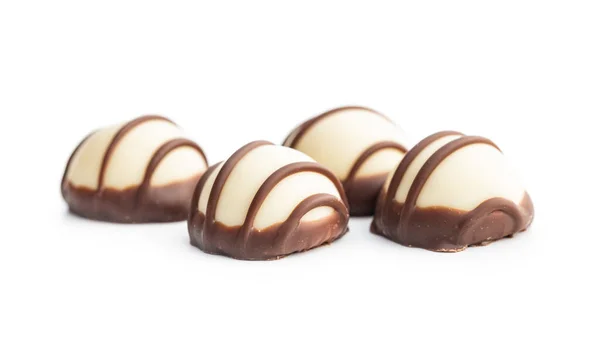 Солодкий Шоколадний Пралін Смачні Шоколадні Трюфелі Ізольовані Білому Тлі — стокове фото