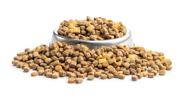 Dry Kibble Pet Food Dog Cat Food Isolated White Background — Stock Photo, Image