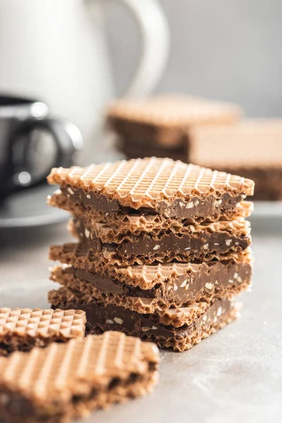 Sweet Chocolate Wafer Kitchen Table — Stock Photo, Image
