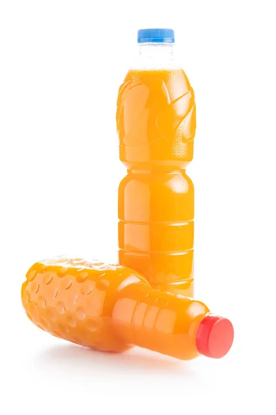 Flaska Fruktjuice Apelsinjuice Isolerad Den Vita Bakgrunden — Stockfoto
