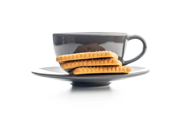 Söta Karamellkakor Smakliga Cookies Isolerade Den Vita Bakgrunden — Stockfoto
