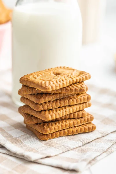 Biscuits Caramel Doux Biscuits Savoureux Sur Serviette Carreaux — Photo