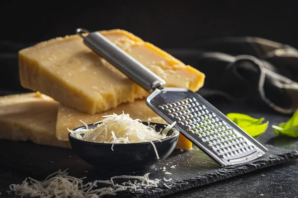 Tasty Parmesan Cheese Grated Cheese — Stock Photo, Image