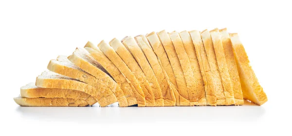 Белый Нарезанный Тост Хлеб Изолирован Белом Фоне — стоковое фото