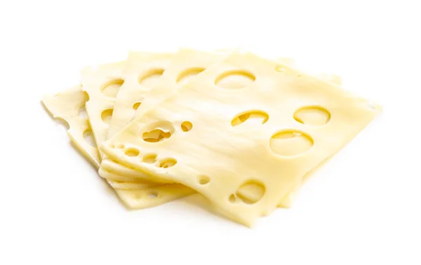 Slices Cheese Isolated White Background — Stock Photo, Image