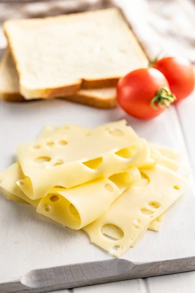 Slices Cheese Cutting Board — Stock Photo, Image