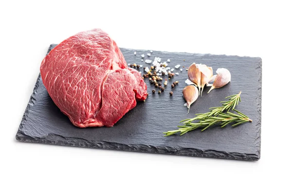 Raw Fillet Steak Beef Meat Cutting Board Isolated White Background — Stock Photo, Image