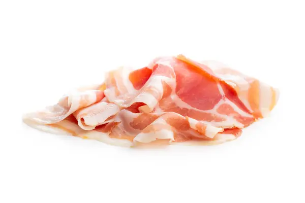 Italian Panchetta Piancetina Sliced Smoked Bacon Isolated White Background — Stock Photo, Image
