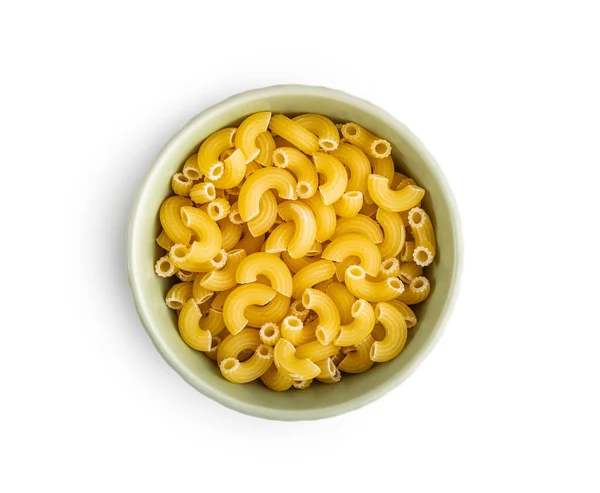 Raw Macaroni Pasta Bowl Uncooked Rigatoni Isolated White Background — Stock Photo, Image