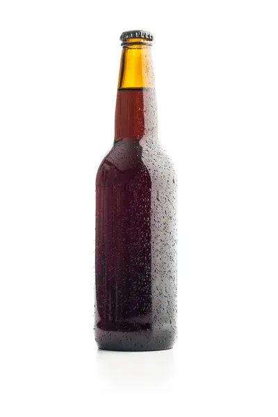 Bottiglia Birra Isolata Sullo Sfondo Bianco — Foto Stock