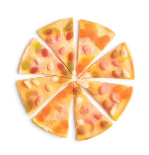 Gelee Bonbons Form Einer Pizza Isoliert Auf Weißem Hintergrund — Stockfoto