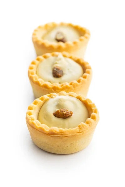Sweet Tarlets Tasty Mini Tarts Mini Pie Cream Isolated White — Stock Photo, Image