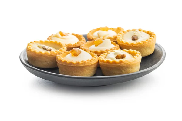 Dulces Tarlets Sabrosas Mini Tartas Mini Pastel Con Crema Aislada — Foto de Stock