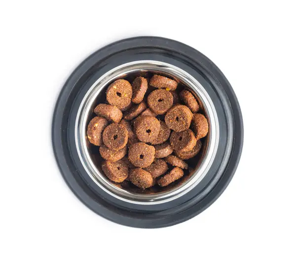 Dry Animal Food Dog Cat Kibble Bowl Isolated White Background — Stock Photo, Image