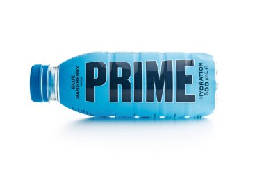 Prime Hydration Drink . Bottle drink isolated on the white background.
