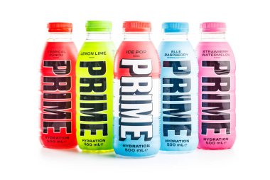 Prime Hydration Drink . Bottle drink isolated on the  white background.
