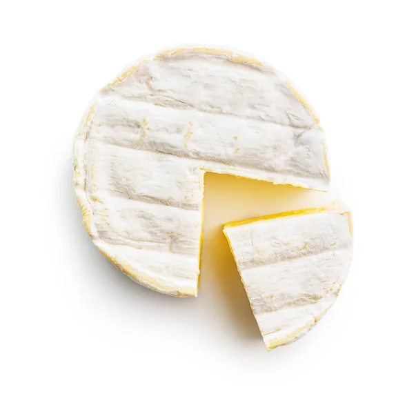 Ser Typu Brie Białą Pleśnią Francuski Ser Camembert Izolowany Białym — Zdjęcie stockowe
