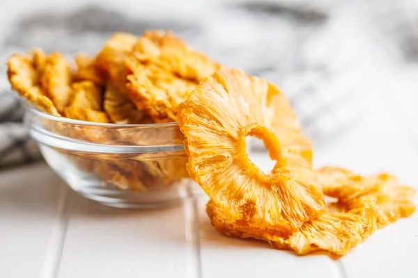 Dried Pineapple Rings White Table — Stock Photo, Image