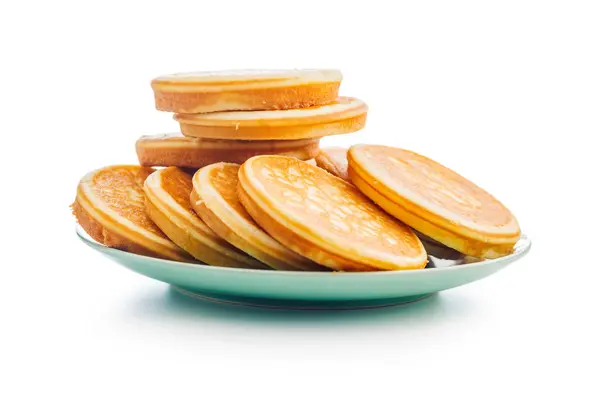 Tasty Sweet Pancakes Plate Isolated White Background — Stock Photo, Image