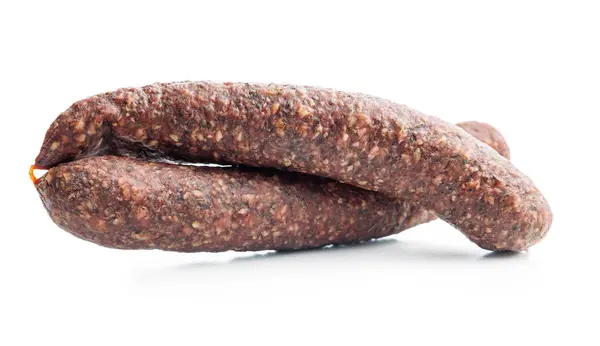Smoked Salami Sausages Isolated White Background — Stock Photo, Image
