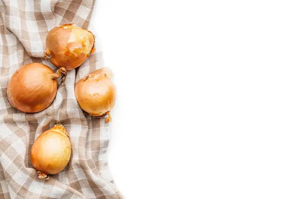 Fresh Onions Napkin Isolated White Background — Stock Photo, Image