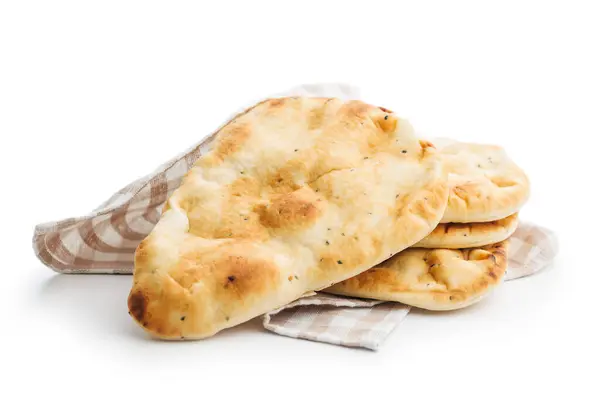 Freshly Baked Naan Bread Isolated White Background — Stock Photo, Image