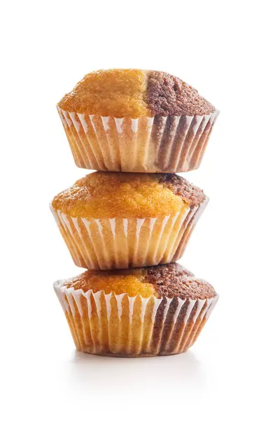 Zavřít Záběr Muffiny Izolované Bílém Pozadí Stock Fotografie