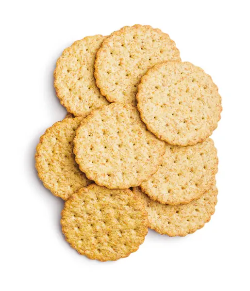 Gezouten Crackers Geïsoleerd Een Witte Achtergrond Stockfoto