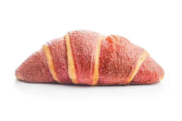 新鲜烤羊角面包 带有水果味 在白色背景下分离 — 图库照片