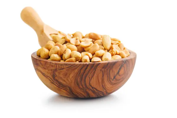 Salted Roasted Peanuts Bowl Isolated White Background — Stock Photo, Image