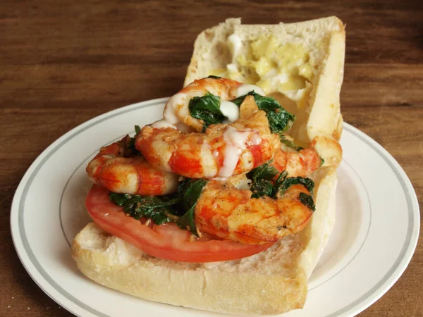 Sandwich Shimp Sur Rouleau Ciabatta — Photo