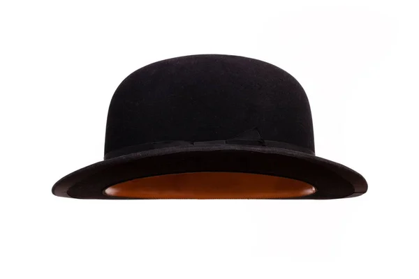 Black Bowler Hat Side View Isolated White Background — Zdjęcie stockowe
